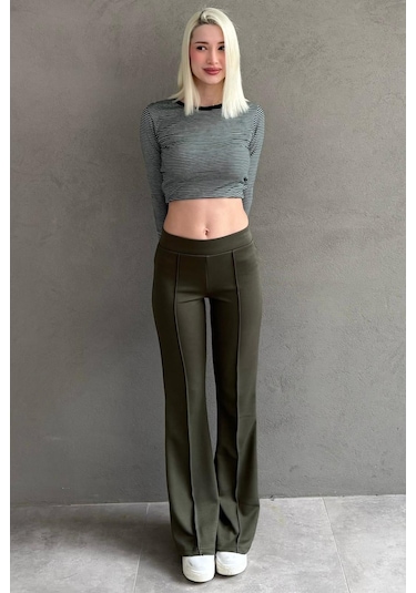 Yeşil Çizgili Uzun Kollu Kadın Body Mg2657 Yeşil