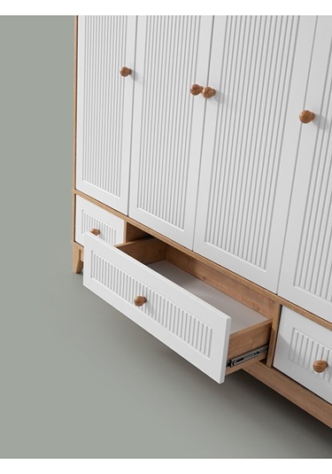 Aymini Strada 4 Kapılı Bebek Odası Takımı Ahşap  -  Beyaz