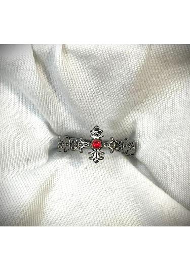 Dükkan Design Taşlı Etnik Ayarlanabilir Haç Yüzük Antrasit