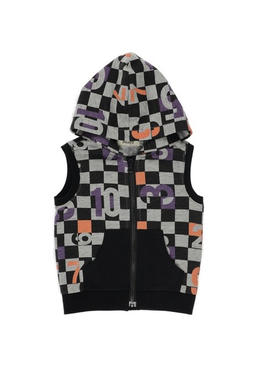 Panço Erkek Çocuk Kapüşonlu Ve Baskılı Kanguru Cepli Yelek Siyah 2221Bb23006-347 001