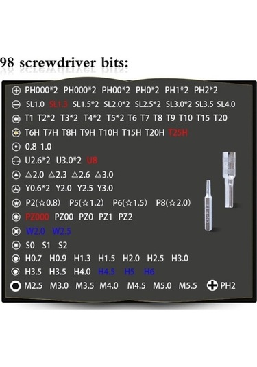 Dancemonkey 110 Adet Manyetik Tornavida Cep Telefonu Aracı Seti, Siyah