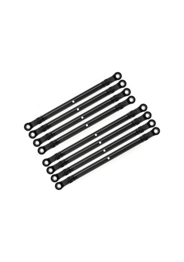 Geekyou Alüminyum 8'li Kumanda Arabası Bağlantı Çubuğu Seti - Siyah, Axıal 1/10 Scx10 313mm, Trx4 90046 Uyumlu