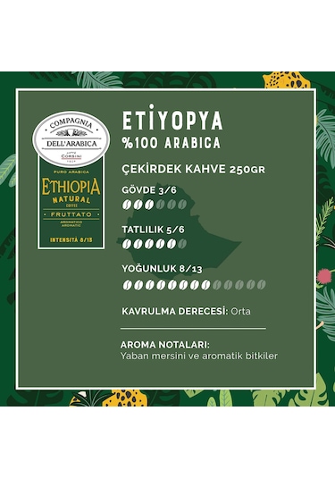Caffe Corsini Etiyopya %100 Arabica Çekirdek Kahve 250 G