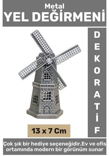 Premium Seri Ev Ofis Dekoratif Koleksiyon Çok Şık Hediyelik Yüksek Kaliteli Metal Yel Değirmeni