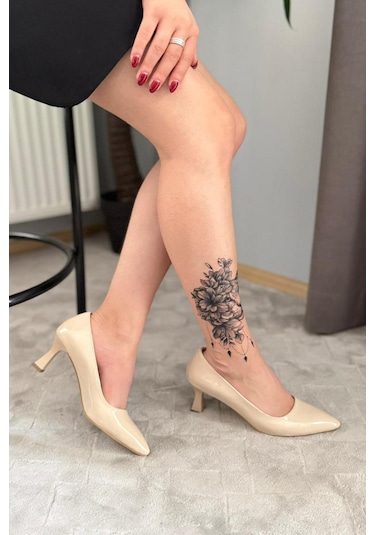 Preshley Kadın Sity Bej Rugan 6 Cm İnce Topuklu Stiletto Krem