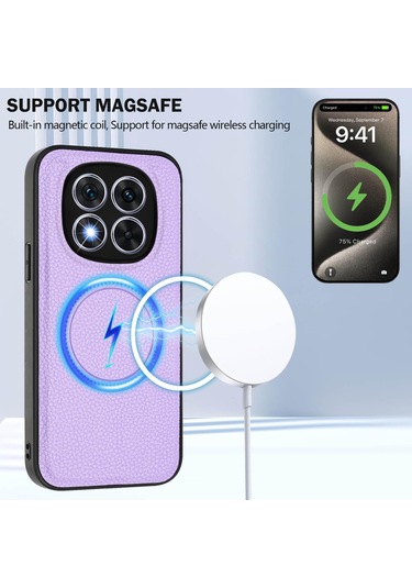 Redmi Note 14 Pro 5g Cx01 Çıkarılabilir Magsafe Manyetik Kart Çantası Telefon Kılıfı Açık Mor