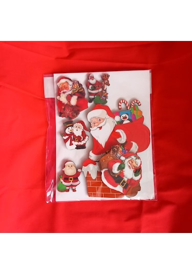 Yılbaşı Ahşap Sticker Model 1 Kırmızı