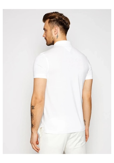Tommy Hilfiger Polo Yaka Pike Erkek T-shirt Beyaz