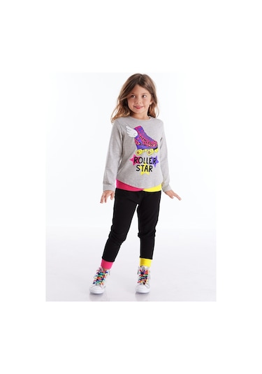 Denokids Mushi Roller Star Kız Pantolon Takım Çok Renkli