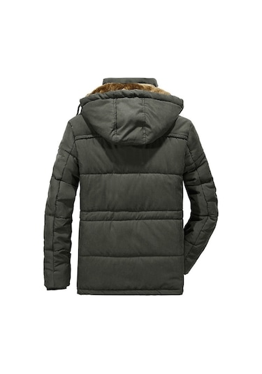 Yihemaoyi Yihemaoyi Kapüşonlu Kışlık Kalın Uzun Kaban 001 Haki