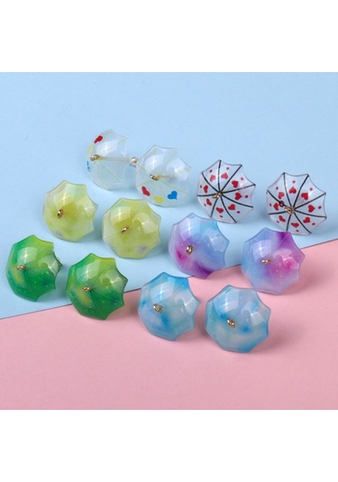 12 Adet Şemsiye Süsü Reçine 3d Şemsiye Şeklinde Yazlık Süsü Diğer