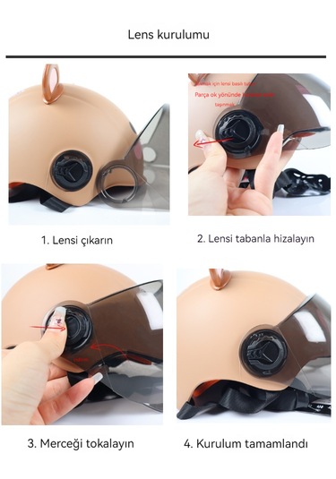 3c Sertifikalı Çocuk Sevimli Karikatür Koruyucu Baret Pembe