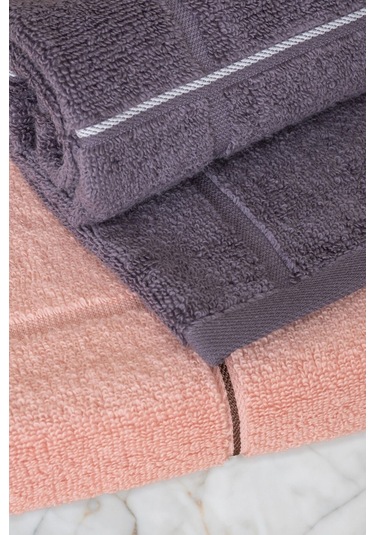 Varol Kare Serisi Micro Cotton 30x50cm 3 Lü Havlu Seti V2/30x503adet Antrasit - Bej