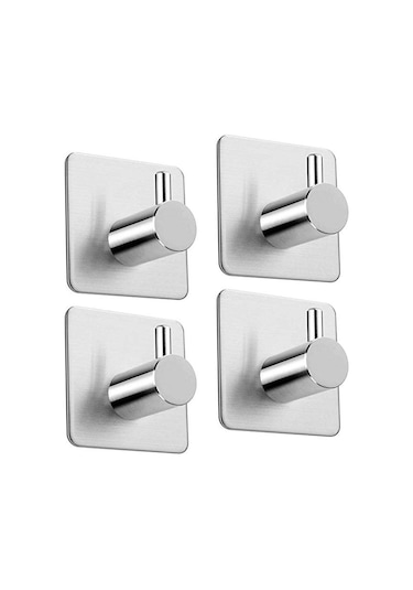 Deltahome Paslanmaz Çelik 4 Adet Tekli Havlu Askılık Kanca Inox. Metalik