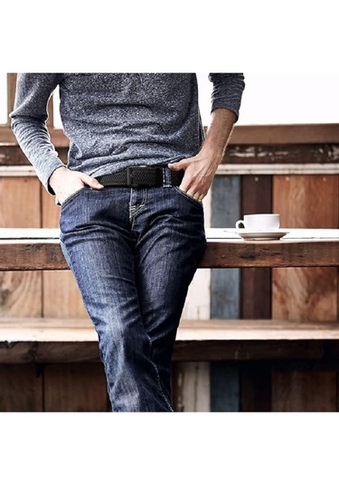 Örgü Lastik Kemer 3,5cm - Şort Kemeri - Kot Kemeri - Kanvas Pantolon Kemeri - Kahverengi Kahverengi