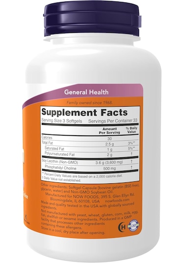 Now Foods Lecithin Soya Lesitini 1200 Mg With Nervous System Br