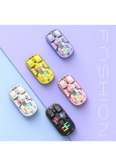 Springsun Şeffaf Kablosuz Fare - Çift Modlu 2.4g+bluetooth, Rgb Aydınlatma, 1600 Dpı, Sessiz Tuşlar H118