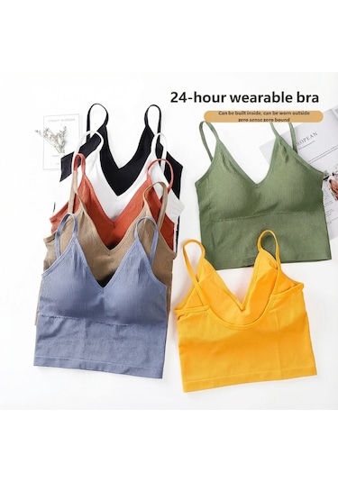 Ece's Design İnce Askılı Crop Atlet Soft Dokulu Rahat Bralet Üst W1011 Yeşil