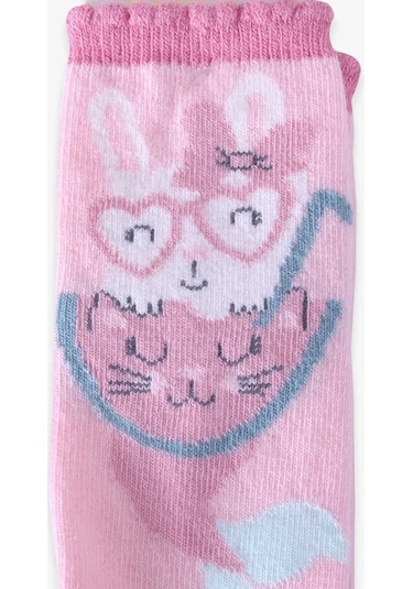 Breeze Kız Çocuk Soket Çorap Yaz Figürlü Pudra (1-2-7-8 Yaş)