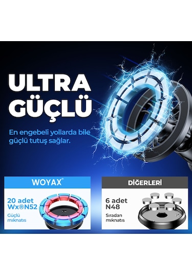Woyax By Deji Magsafe Vantuzlu Akrobat Araç İçi Telefon Tutucu