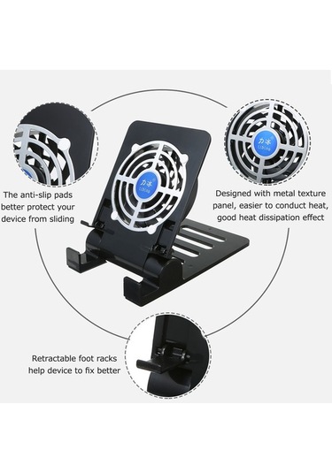 Pazly Bilgisayar Standı Katlanabilir Cep Telefonu/tab. Soğutma Standı, 8cm Fan, 16x10x3cm, Siyah/beyaz, Kolay Kurulum