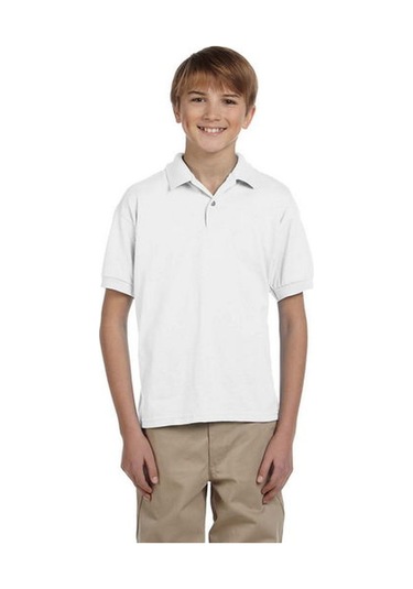 Tezzgelsin Erkek Çocuk Polo Yaka Kısa Kol Okul T-shirt Beyaz