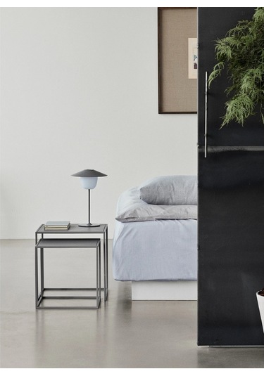Fera 2 Li Sehpa Seti 40x40 Cm Mat Gri Çelik Modern Iç Mekan Kare Tasarım