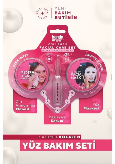 Handytowel 3 Adımlı Kolajen Yüz Bakım Seti
