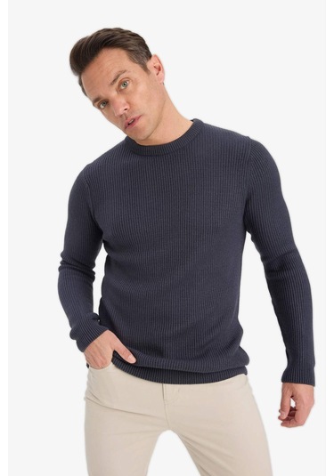 Defacto Standart Fit Bisiklet Yaka Triko Kazak C8814ax25wnar184 Antrasit