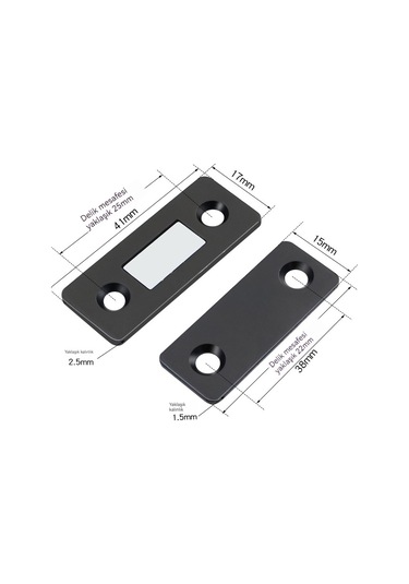 10 Ultra İnce Güçlü Manyetik Dolap Kapısı Mıknatısı Siyah