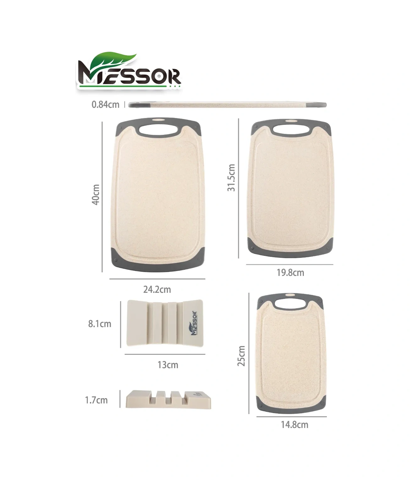 Messor 3'lü Plastik Mutfak Kesim Tahtaları Seti 163232376 Bej