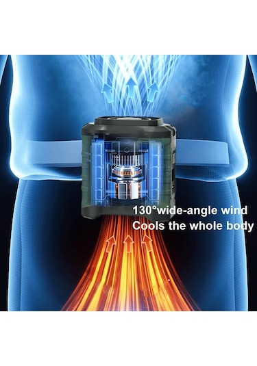 10000mah Taşınabilir Asılı Bel Dış Mekan Usb Fan Yüksek Rüzgar Enerjisi Mini Fan Turuncu Kırmızı