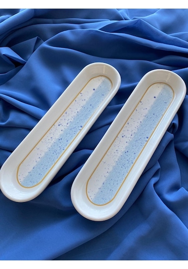 Gelincik Model 2 Adet Zeytinlik Sunum Tabağı Mavi