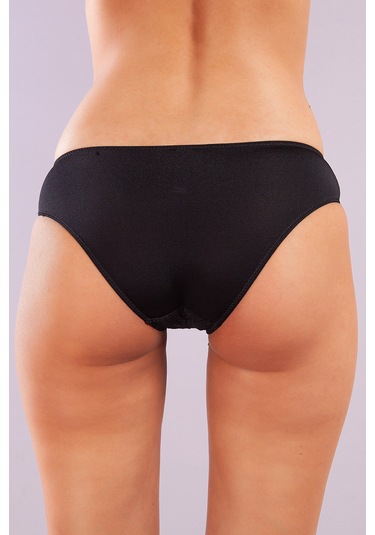 Golshan Gala Mini Slip, Kadın Dantelli Siyah Külot Çok Renkli