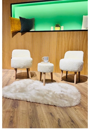 Puffy Çay Seti Berjer Ve Puf Takımı Salon, Ofis, Balkon - 2'li Takım