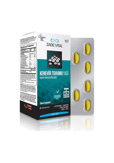 Zade Vital Kenevir Tohumu Yağı 1000 MG 30 Kapsül