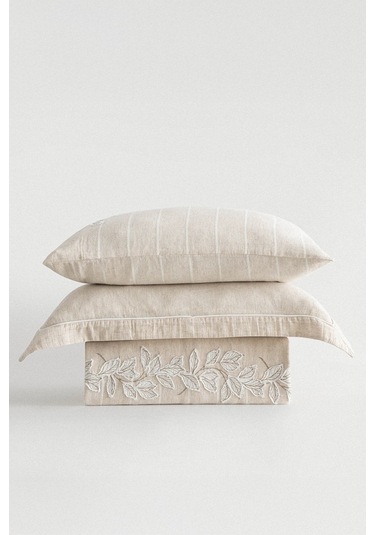 Ecocotton Samira Bej %100 Organik Pamuk Kenevir Çift Kişilik Nevresim Takımı Bej