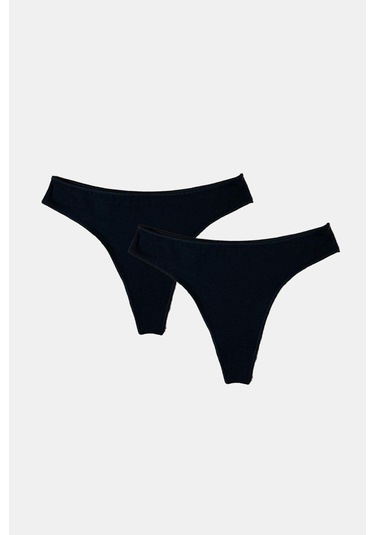 Malabadi Kadın Siyah 2 Li Paket Modal String Tanga 186 Siyah