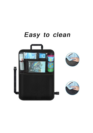 Youtek Araba Arka Koltuk Koruyucu Organizer Çantası - Su Geçirmez Nylon-pvc, 5 Bölmeli, 10.5 İnç Tablet Tutucu, Çocuk Eğlencesi Ve Depolama, Siyah, 1 Adet Siyah