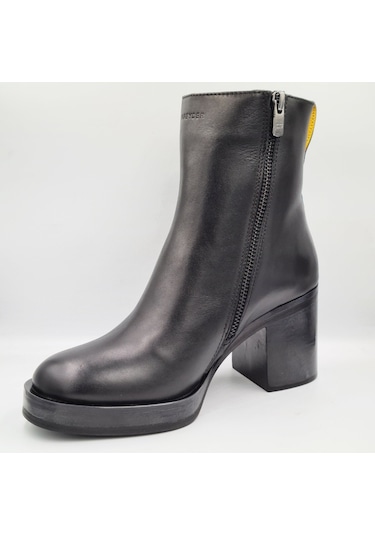 Greyder 35292 5k Siyah Hakiki Deri Kalın Topuklu 7cm Kadın Ankle Bot Siyah