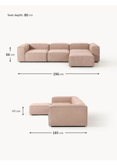Most Mollis 4 Modül Köşe Koltuk 09 Bej Keten Kumaş Yataş Sünger