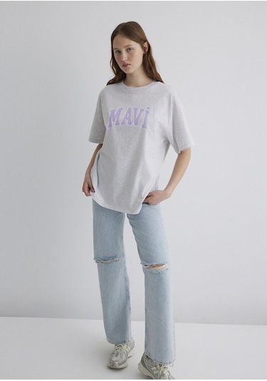 Mavi - Mavi Logo Baskılı Gri Tişört 1600843-85438 Gri