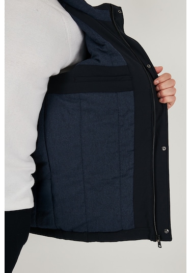 Buratti Regular Fit Çıkarılabilir Kapüşonlu Astarlı Erkek Mont 497Hector Lacivert