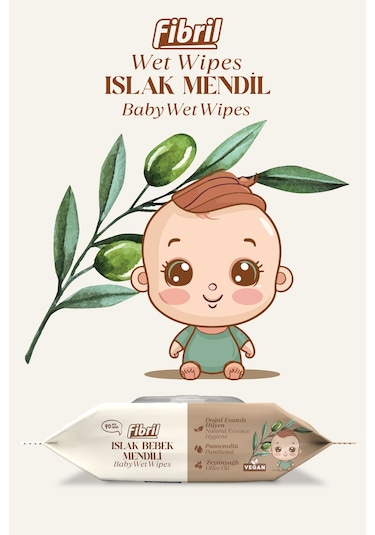 Fibril Zeytinyağlı Islak Bebek Mendili 24x90'lı Paket 2160 Yaprak