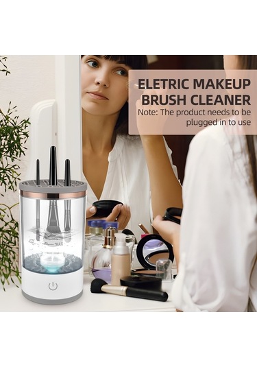 Didadodo Usb Şarjlı Otomatik Döner Makyaj Fırçası Temizleyici - Tüm Boyutlar İçin Uygun Şeffaf Küçük Boyutlar İçin Uygun Şeffaf