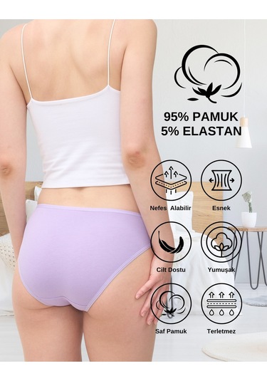 Alya Underwear Kadın Pamuklu Hipster - Slip Külot 5 Farklı Renk 1 Pakette Multicolor-x16