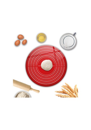 Decorita Cam Kırmızı Doku Çap 40 CM Hamur Açma Matı