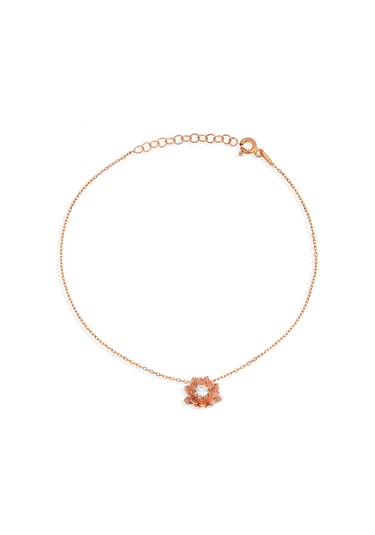 Argentum Concept Zirkon Taşlı 925 Ayar Gümüş Çiçek Halhal - H002001 Pembe