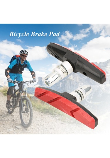 Geeroyoo Mountain Bike Ve Şehir Bisikleti İçin Sessiz Fren Balatası, Dayanıklı Karışık Malzeme, 2 Adet, Yüksek Performans, Renkli Seçenekler Kırmızı
