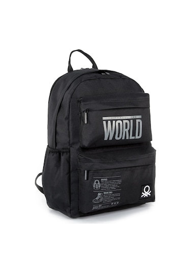 United Colors Of Benetton Siyah Çift Bölmeli Sırt Çantası 03829 Siyah